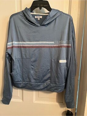 Hurley Light Blue Hooded Pullover with Stripes